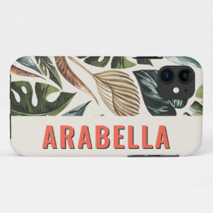 Tropisch blad botanische gepersonaliseerde naam iPhone 11 hoesje