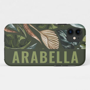 Tropisch blad botanische gepersonaliseerde naam iPhone 11 hoesje