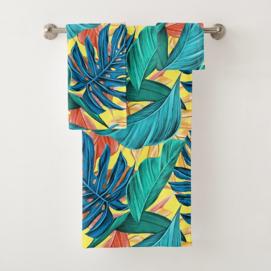 Tropisch blad botanische oerwoud eilandjes bad handdoek (Insitu)