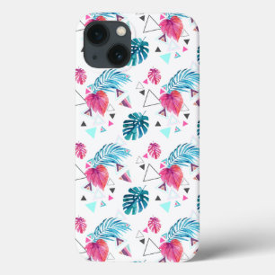 Tropisch blad driehoek patroon iPhone 13 hoesje
