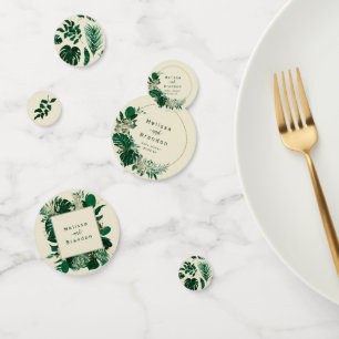Tropisch blad groen & bladeren bruiloft tafel confetti