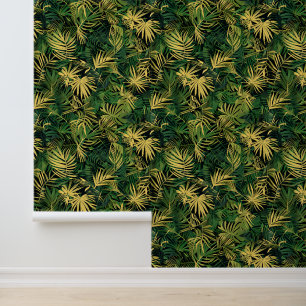 Tropisch blad groen geel behang