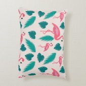 Tropisch blad hete roze flamingo modern monogram accent kussen (Achterkant (Verticaal))