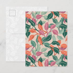 Tropisch blad koraalgroen botanisch chic fris briefkaart