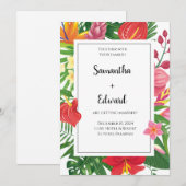 Tropisch blad Luau Trouwen Bruiloft Kaart (Voorkant / Achterkant)