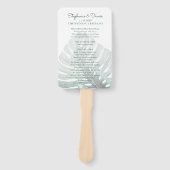 Tropisch blad Monstera Palm Roze Bruiloft Programm Handwaaier (Voorkant)