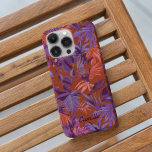 Tropisch Blad Rood Paarse iPhone 16 Pro Hoesje