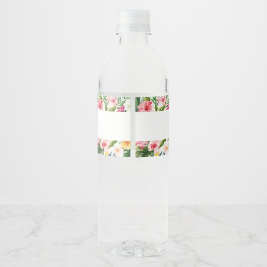 Tropisch blad zomer luau bruidsfeest waterfles etiket (Achterkant)