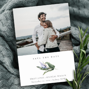Tropisch bladblauw Floral foto slaat de datum op Kaart