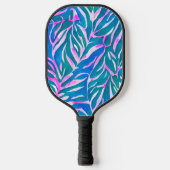 Tropisch bladblauw roze patroon pickleball paddle (Voorkant)