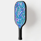 Tropisch bladblauw roze patroon pickleball paddle (Links)