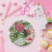 Tropisch bladerblad van hibiscus papieren bordje (Feest)