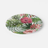 Tropisch bladerblad van hibiscus papieren bordje (Gekanteld)