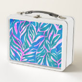 Tropisch Bladerig Blauw Roze Patroon (Voorkant)