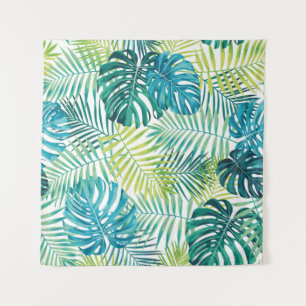 Tropisch bladontwerp met groene/blauwe handpalm en wandkleed