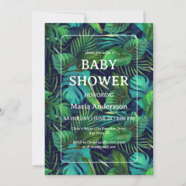 Tropisch bladpatroon baby shower kaart