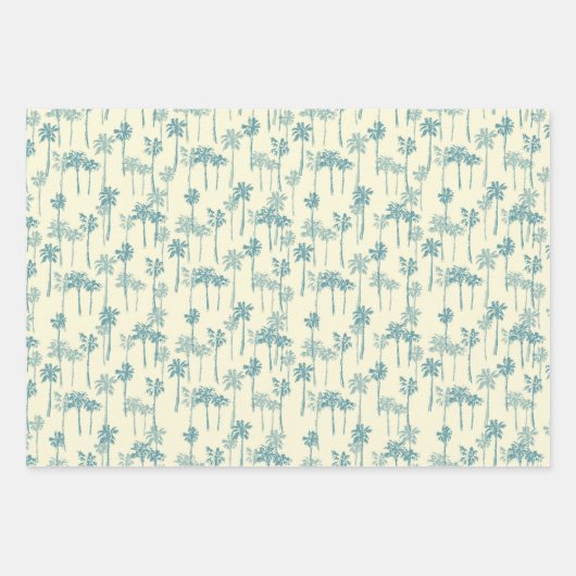 Tropisch blauw blauw en roompalm in Hawaiian Inpakpapier Vel (Voorkant 3)