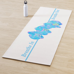 Tropisch blauw Blauwgroen waterverf orchidee schil Yogamat
