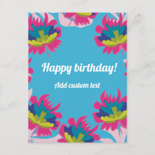 Tropisch blauw bloemkleurig voor verjaardagsgebrui briefkaart