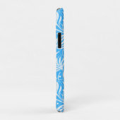 Tropisch Blauw Bloempatroon Diamant Monogram Case-Mate iPhone Case (Achterkant/rechts)