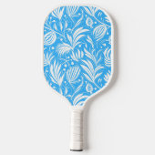 Tropisch Blauw Bloempatroon Diamant Monogram Pickleball Paddle (Achterkant)
