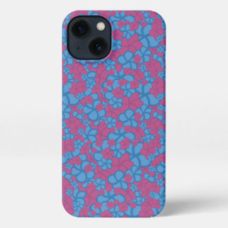 Tropisch blauw en roze bloem telefoon geval iPhone 13 hoesje