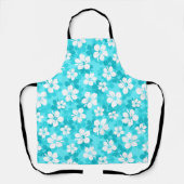Tropisch blauw en wit Hibiscus bloempatroon Schort (Voorkant)