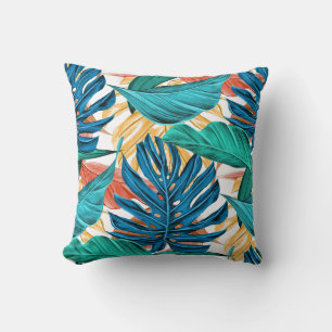 Tropisch Blauw gele bladeren Kussen