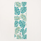 Tropisch blauw, goudbladeren en monogram yogamat (Voorkant)