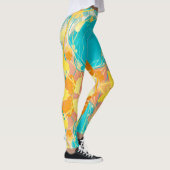Tropisch Blauw Lagoon Botanisch Leggings (Rechts)