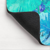 Tropisch blauw lederen patroon muismat (Hoek)