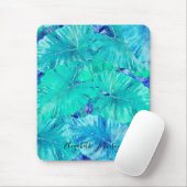 Tropisch blauw lederen patroon muismat (Met muis)