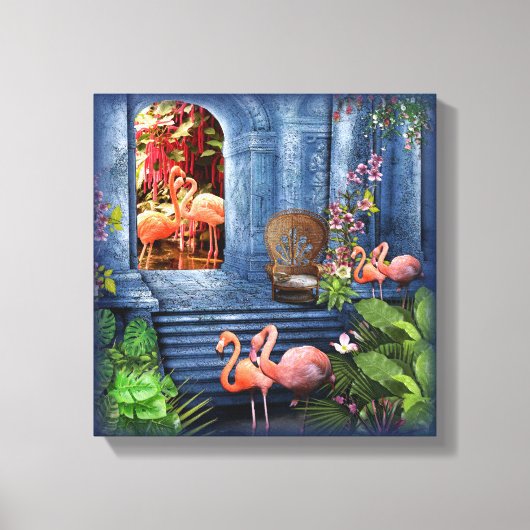 Tropisch blauw marmerpaleis canvas afdruk (Voorkant)