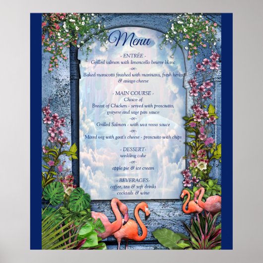 Tropisch  blauw marmerpaleis poster (Voorkant)