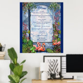 Tropisch  blauw marmerpaleis poster (Thuiskantoor)