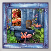 Tropisch blauw marmerpaleis poster (Voorkant)