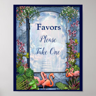Tropisch blauw marmerpaleis poster