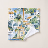 Tropisch Blauw Mediterraan   Bad Handdoek (Wasdoekje)