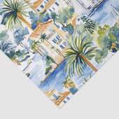 Tropisch blauw Mediterraan huwelijk Tissuepapier (Detail)