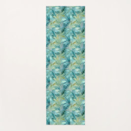 Tropisch Blauw Palmblad Waterverf Patroon Yogamat