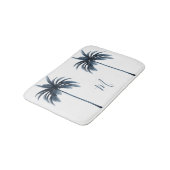 Tropisch blauw palmboom  Elegant Monogram Badmat (Gekanteld)