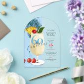 Tropisch Blauw Pina Colada 60ste Verjaardagsfeest Acryl Uitnodigingen (Insitu (Huwelijk))