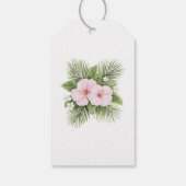 Tropisch Blauw Roze Hibiscus Bloemen Huwelijk Cadeaulabel (Achterkant)