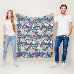 Tropisch blauw sleufpatroon fleece deken