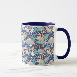 Tropisch blauw sleufpatroon mok