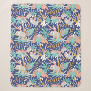 Tropisch blauw sleufpatroon sherpa deken