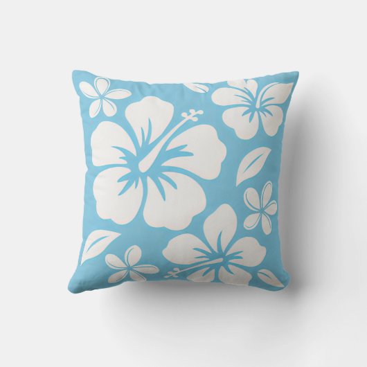 Tropisch blauw strand bloemen kussen (Achterkant)