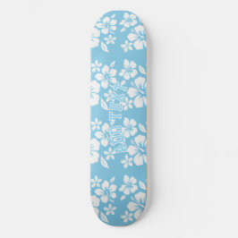 Tropisch blauw strand bloemen skateboard