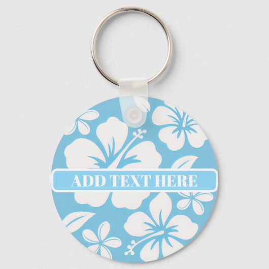 Tropisch blauw strand bloemen sleutelhanger (Voorkant)