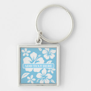 Tropisch blauw strand bloemen sleutelhanger